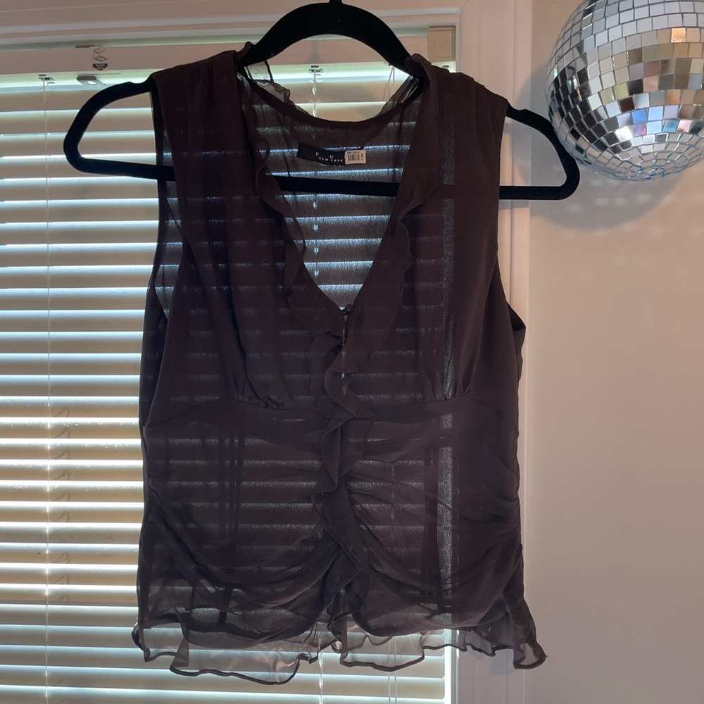 sheer brown top, size : s
